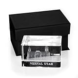 Ringmasters Decoración de escritorio con forma de cubo de cristal, pesos de papel de templo SUD para escritorio de oficina, decoración cristiana del hogar, (Vernal Utah)