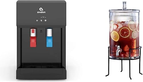 Avalon B8BLK - Enfriador de agua sin contacto para encimera, filtros de agua de 2 etapas e instalación y dispensador de bebidas con soporte para