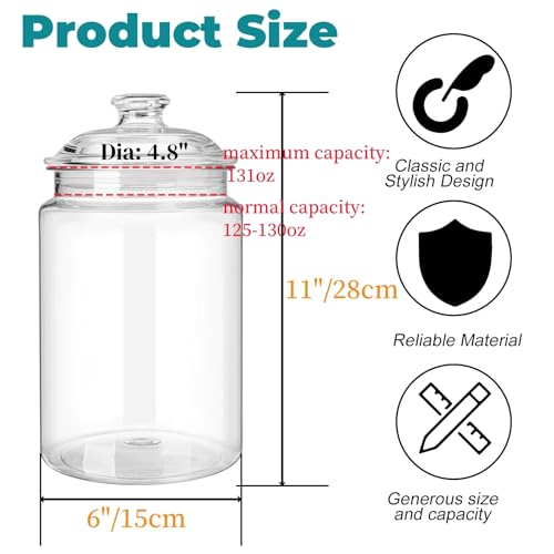 Image of Goaste 2 Pack 130 oz Large Cookie Jar with Lid, Clear Acrylic Candy Jar Unbreakable, Airtight Food Storage Canister, Decorative Plastic Apothecary Jar with Silicone Sealing Ring for Dog Treats, Snacks