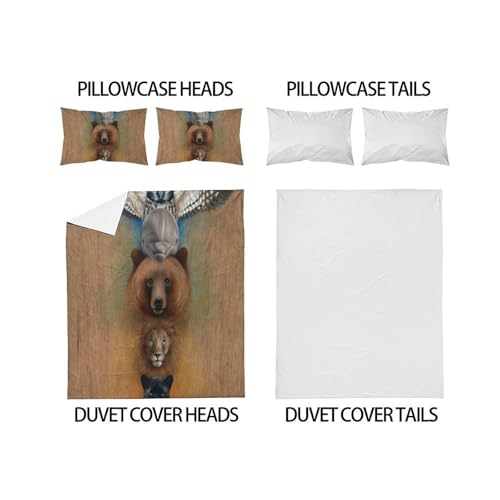 Housse de couette super king imprimé 3D animaux microfibre douce et légère