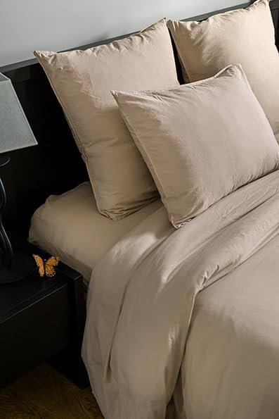 Funda nórdica de algodón lavado 220x240 cm en color guijarro para cama doble 5