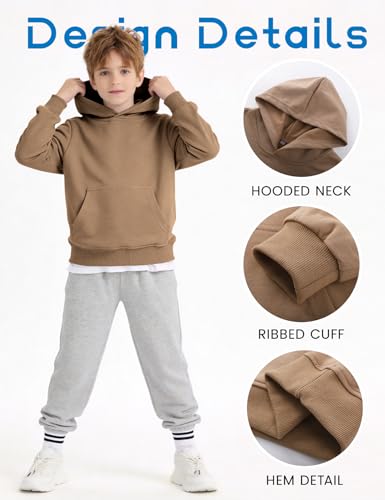 Image of PEHMEA 2 Pack Kids Hoodies Sweatshirt for Boys Cotton Pullover Hooded Sweatshirts With Pockets No Drawstring
