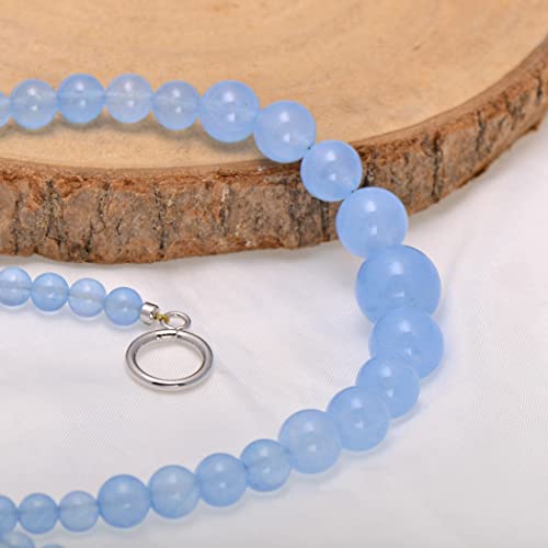 Paialco Enhanced Ocean Blue Jade Graduated Round Beads Strand Choker Necklace For Women, Toggle Clasp #TOP3