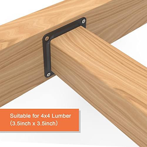 ForoGore 4" x 4" Wood Post Plate Connector, Powder-Coated Decking Post Base, Wood Fence Post Anchor Base, Deck Porch Railing Support Base(4 Pack) - Thumbnail 7