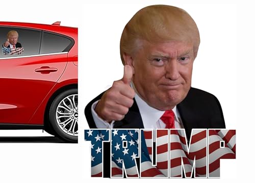 LEMONSODA Car Window Decal Funny 3D Trump Decals Car Sticker Window Cling Car Decal for Any Smooth Surface - Gift for Friends/Family - Trump 2024 Sticker (Trump Thumbs Up) - Made in USA