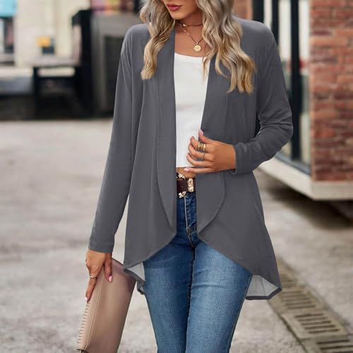 Womens Suit Cardigan Fashion Open Front Solid Color Lightweight Long Sleeves Loose Comfy Shawl Shirts Blouse Tops3