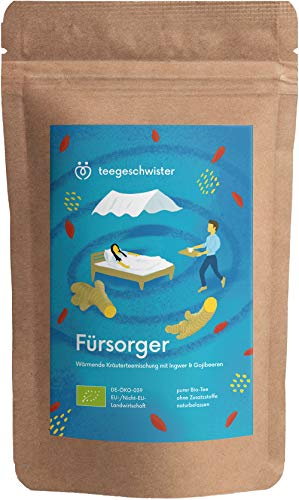 Tee-Geschwister BIO Superfood Ingwertee mit Gojibeeren | Erkältungs-Tee für das Immunsystem | Ingwer Zitronen-Tee | ohne Zusatzstoffe | 100g