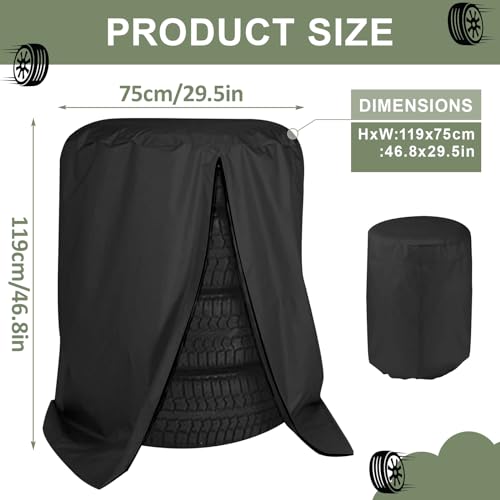YANINEE Universale Reifenabdeckung, Reifenschutzhülle, Große Reifentasche Wasserdicht für 4reifen, 75 * 115cm (Schwarz)
