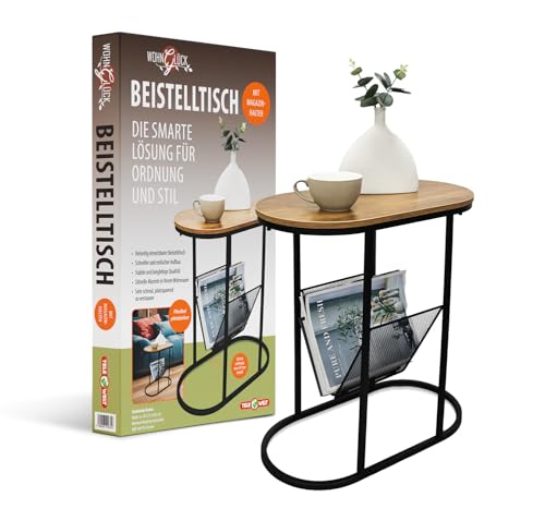 TELE WELT Beistelltisch [Mit Magazinhalterung] Couchtisch...