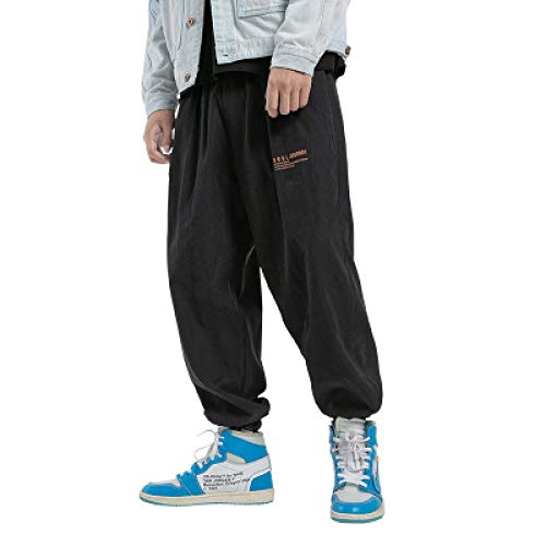 Preisvergleich Produktbild Herrenhose Lose, breitbeinige Persönlichkeitsbriefe Gedruckte Balkenfüße Freizeithose Unifarbene Hip-Hop-Straßenhose Large