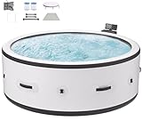 Aufblasbarer Whirlpool für 4-6 Personen, tragbares rundes Spa mit Blasenmassage und digitalem Bedienfeld, Innen- und Außenbereich, perfekt für Hinterhof oder Pool