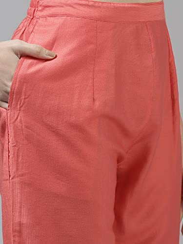 Image of INDO ERA Women's Embroidered Viscose Straight Kurta with Pant & Dupatta Set (Pink KH9PK9216 X-Large)