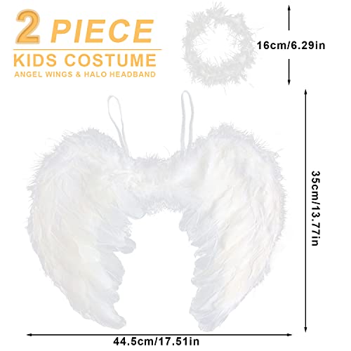 VEYLIN Angel Wings and Halo, White Fallen Angel Wings Costume for Adult Halloween Christmas Party