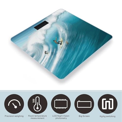 Báscula digital de baño con pantalla LED y plataforma de vidrio templado miniatura 3