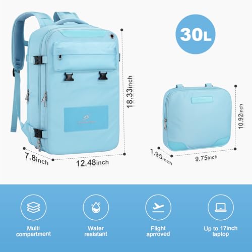 Image of Maelstrom Travel Backpack for Women Men,30L Waterproof Laptop Backpack Fits 17-Inch Laptop, Gift for School Work Backpack with Detachable Crossbody Bag & Shoe Compartment (Blue, Large-Upgrade)