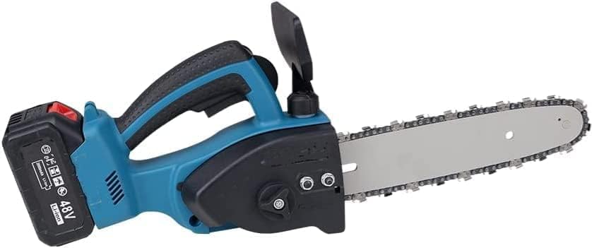 Image of 48V 10 inch Cordless chainsaw Machine With Portable Battery Operated Machine hand use for Pruning Tree Branch Wood Cutting With 2 Li-ion Rechargeable Batteries and charger