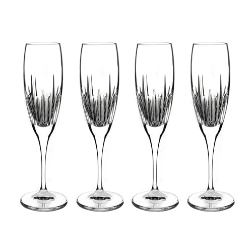Marquis By Waterford Southbridge Champagne Flutes, Set of 4 Cut Crystal 7oz Champagne Glasses for...