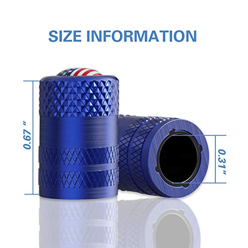 Image of CKAuto Tire Valve Stem Caps, Anodized Aluminum Tire Valve Cap Set | Corrosion Resistant, Universal Stem Covers for Cars Trucks Motorcycles SUVs and Bikes (Blue-US)