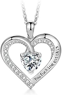 T400 Sterling Silver Necklace I Love You to The Moon and Back Motivational Phrase Engraved Necklaces Heart Pendant Gift for Women Christmas Gifts Valentine's Day