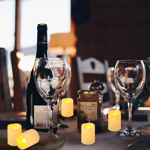 Image of 48 Pack 1.5 inch x 2 inch Votive Candles Battery Operated, Flameless Flickering LED Votive Tea Light Candles, Electric Powered Outdoor Flicker Candles Bulk for Holiday Wedding Halloween Home Decorations