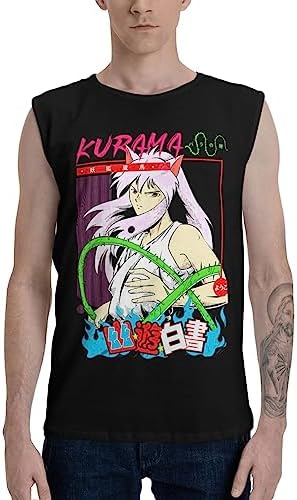 Anime Sleeveless T Shirt Yu Yu Hakusho Mens Fashion Tank Tops Summer Round Neckline Vest Black