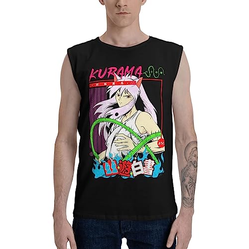 Anime Sleeveless T Shirt Yu Yu Hakusho Mens Fashion Tank Tops Summer Round Neckline Vest Black #TOP2