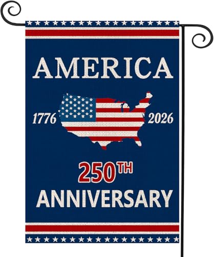 250 Anniversary Usa Garden Flags for Outside, 250 Anniversary USA Flag with Map Design, 1776-2026 Patriotic 4th of July Decorations Yard Sign Double-Sided Waterproof Flag 12x18 Inch 250 Year American Flag