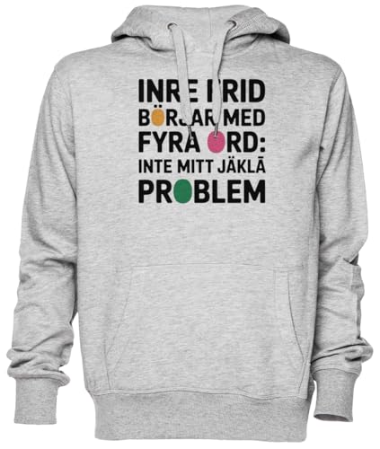 Sweat à capuche unisex gris imprimé Inre Frid Börjar Med Fyra Ord