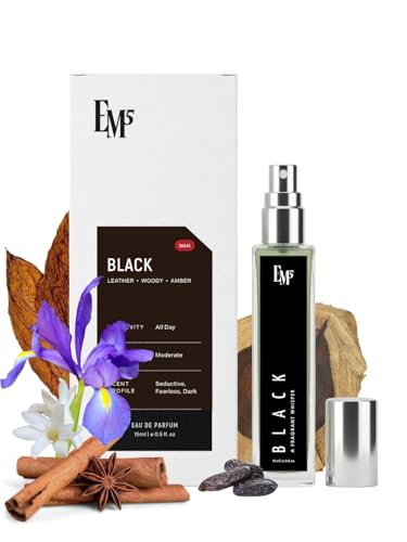 Image of EM5 Black Perfume for Men | Woody Warm Spicy Fragrance | Eau de Parfum Spray | Luxury Gift for Him | 15 ml