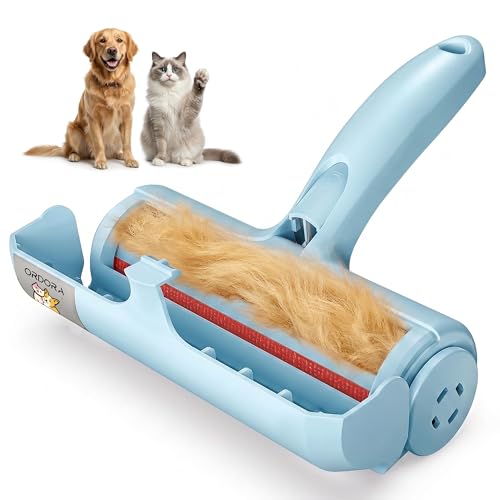 ORDORA Pet Hair Removal Tool: Reusable Lint Roller for Pet Hair - Portable Pet Hair Remover - Dog and Cat Hair Remover for Couch, Bedding, Car, Rugs & Furniture, for Multi-Pet Homes (Blue)