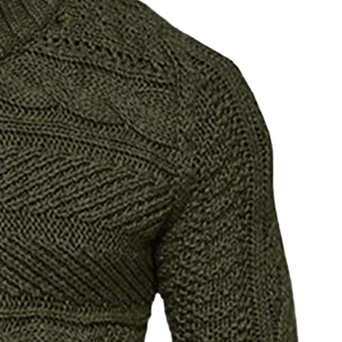 Men's Turtleneck Cardigan Sweaters Slim Fit Button Down Cable Knitted Sweater Long Sleeve Zipper Sweater Jacket4