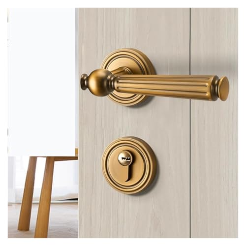 Cerradura de puerta de madera con acabado Premium en bronce amarillo y manija clásica 2