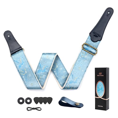 welaiyoouq Guitar Strap, embroidery Jacquard Adjustable Guitar Straps for Acoustic/Bass/Electric Guitar, Includes Guitar Pick, Strap Button and Strap Lock, Constellation Gift (Sagittarius)