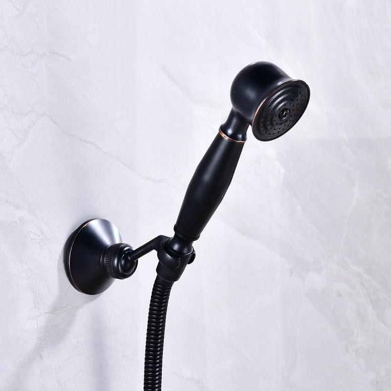 Robinet de bain avec douche rétro mitigeur noir antique mélangeur mural