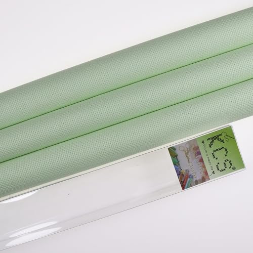 Image of KCS 3 pc of 15 inch x 18 inch(38cmx45cm) Counted Cross Stitch Cotton Aida Cloth Needlework Rolled Fabric Box,16CT,Light Green