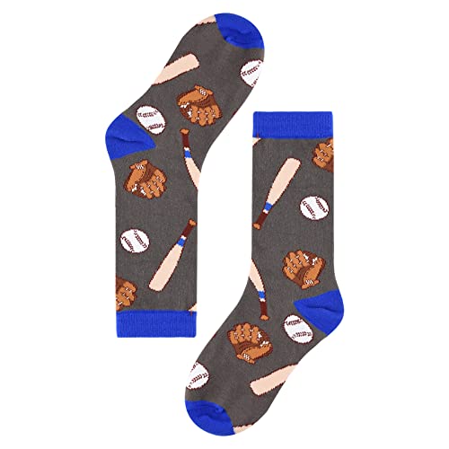 Kids Boys Crazy Crew Socks 4 Pack Novelty Fun Basketball Football Baseball Golf Cozy Cotton Sports Running Socks Gifts For Children Aged 6-10 Years Old #TOP3