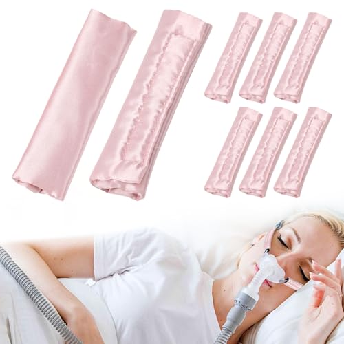 8 Pack Satin CPAP Strap Covers Universal CPAP Headgear Pads CPAP Face Mask Cushion Pads Soft Silk CPAP Mask Strap Covers Comfortable CPAP Supplies Washable and Reusable - Reducing Red Marks (Pink)