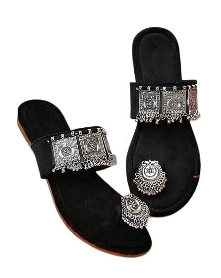 Fashionate Women Canvas Flats Open Back Mules | Lightweight EVA Sole Trendy Sandals for Girls | Comfortable Casual Flat Sandals for Women Black 6-image-49