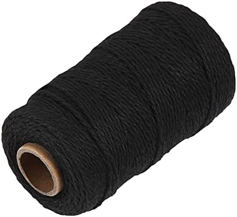 Black Natural Cotton Craft String - Ohtomber 328 Feet 2MM Bakers Twine for DIY Crafts and Gift Wrapping