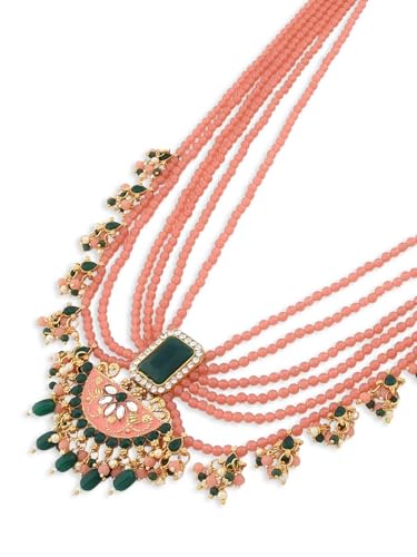 Juego de joyas con cuentas de perlas chapadas en oro DMZ-1809 de latón para mujer talla S 4