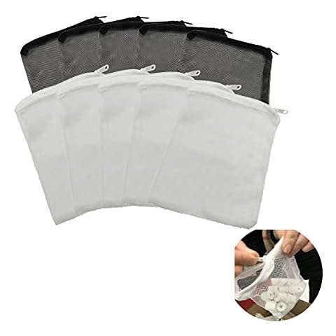 10 Pcs Tanks Filter Media Bags, Aquarium Media Bag, Aquarium Filter Bags, Fish Tank Media Mesh Filter Bags, with Zipper Reusable Aquarium Filter Media Bags.for Activated Carbon, Ceramic Rings, etc Cover