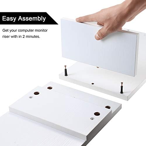 Baodan Wood Monitor Stand Riser, Wooden Display Laptop Stand with Storage Drawer, 2-Tier Desk Riser Organizer Printer Stand TV Shelf for Laptop Printer Monitor -(White)