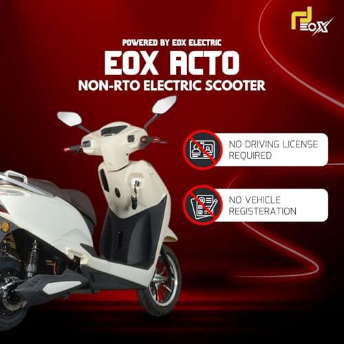 Image of EOX ACTO Low Speed Electric Scooter Non RTO with 60-80Km Range, Black Portable Lithium Battery & Charger