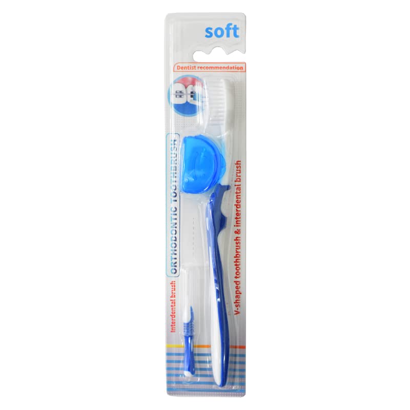 BumGum Orthodontic Toothbrush with Interdental Brush and Toothbrush cover- Blue-picture-18