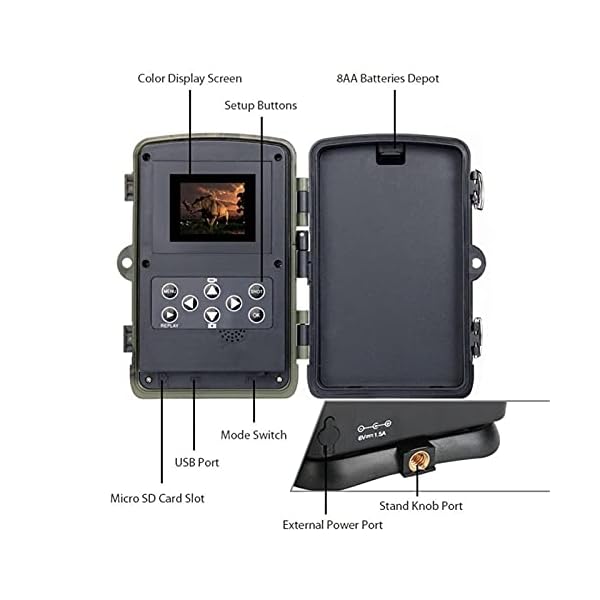 FOOSKOO Wildkamera Fotofalle Trail Wildlife Camera Trail Cameras 2 0MP 1080P. Drahtlose Kamera 120 Erkennungsbereich… – Bild 5