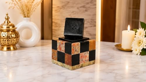 Image of Soapstone (Marble) Incense Stick Holder Agarbatti Stand Candle Holder Dhoop Stick Burner | for Pooja Puja at Mandir, Temple, Home, Office, Decorative Showpiece (Multicolor)