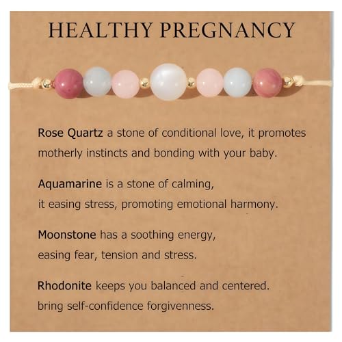 Cosblisvia 1 Stück Mondstein Armband für Schwangerschaft Heilsteine Armband für Werdende Mütter Neue Mütter Frauen für Babyparty Geburt (15-28cm)