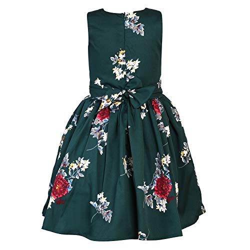 Image of Girls Skater Printed Poly Crepe Dress | Round Neck Sleeveless Mini /Midi Knee Length Casual Dress