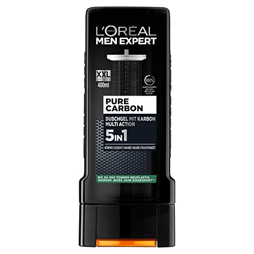 L'Oréal Paris Men Expert 5in1 Duschgel für Männer, Zur Reinigung von Körper, Haar und Gesicht, Carbon Clean, 1 x 400 ml