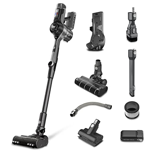 LEVOIT Aspirapolvere Senza Fili Potente e Pieghevole, 21,5KPA/300W, 6 in 1 e 4 Strati HEPA Filtrazione di Scopa Elettrica, 80 Min, Modalità Auto, Due Spazzole per Qualsiasi Pavimenti, LED Display